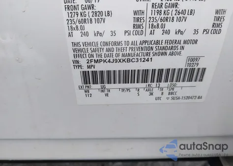 2019 Ford Edge Sel from USA, damaged, VIN 2FMPK4J9XKBC31241